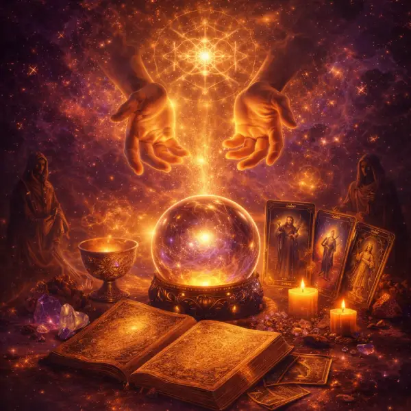 Spiritual guidance symbol for online tarot reading with Monica